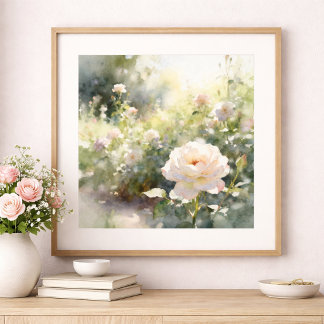Póster Rosas de jardín rosadas sonrojadas
