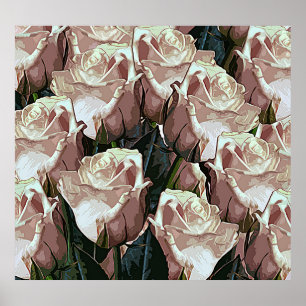 Póster Rosas de la época: coloridos florales.