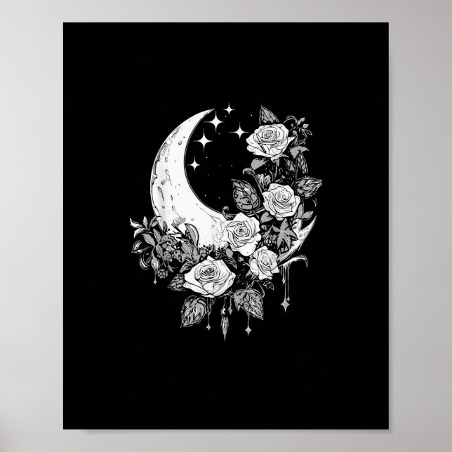 Póster Rosas de la Luna - Gótico romántico - Witchy Wit d (Frente)