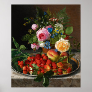 Póster Rosas de la vida muerta y fresas por Otto Ottesen