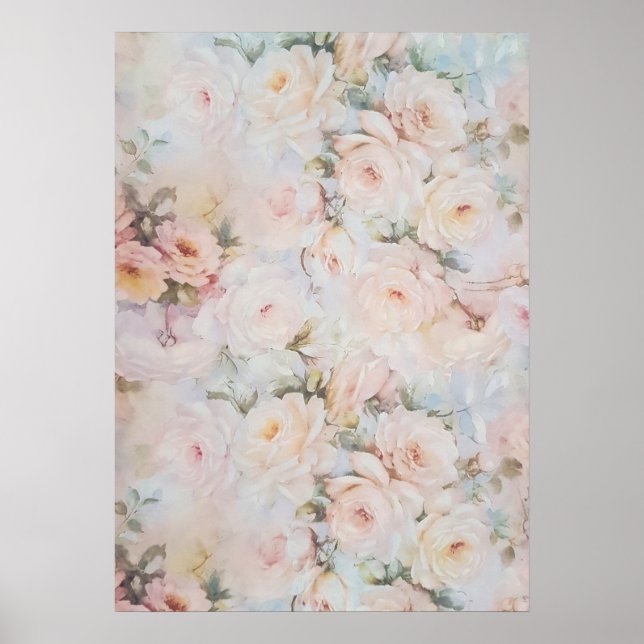 Póster Rosas de marfil rosado rubio vintage (Frente)