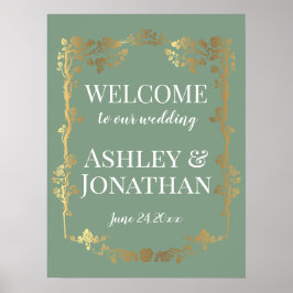 Póster Rosas De Oro Enmarcan La Bienvenida De Los Bodas V