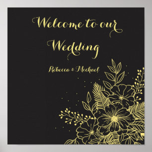 Póster Rosas de oro Orden de eventos Boda P