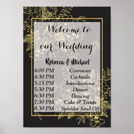 Póster Rosas de oro Orden de eventos Boda P