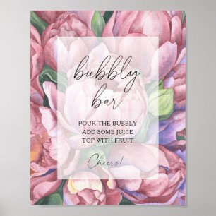 Póster Rosas de peonía acuarela - barra burbujeante
