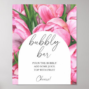 Póster Rosas de peonía acuarela - barra burbujeante