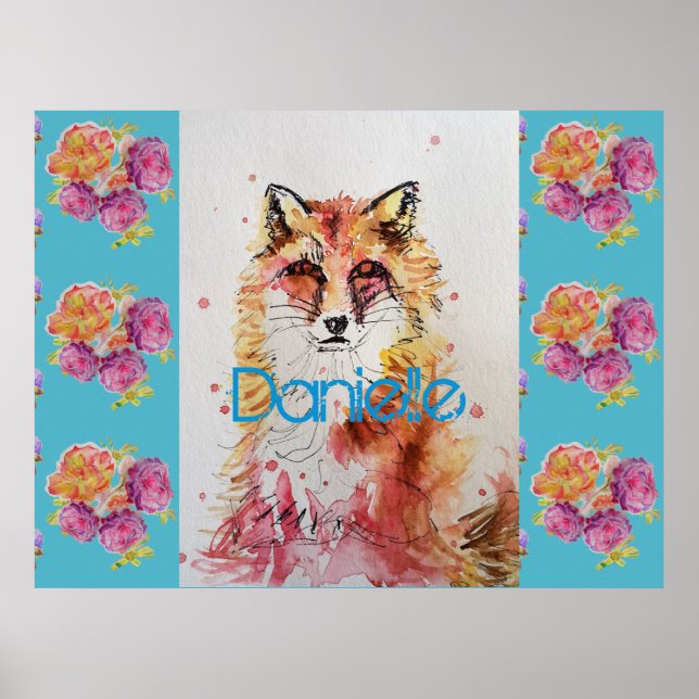 Póster Rosas de Rosas Verde azulados de animales de la Re (Frente)
