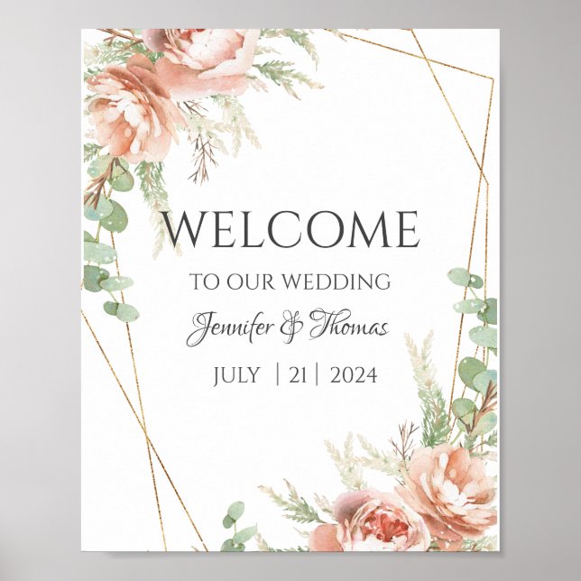 Póster Rosas de Rubor con signos de bienvenida (Frente)