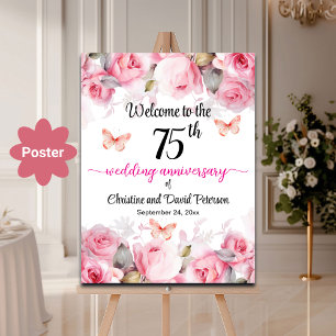 Póster rosas de Rubor en el 75° Aniversario del Boda