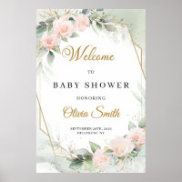 rosas de Rubor eucalipto oro Baby Shower bienvenid