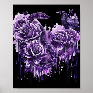 Póster Rosas de serpientes de Raven Gothic Steampunk Bike