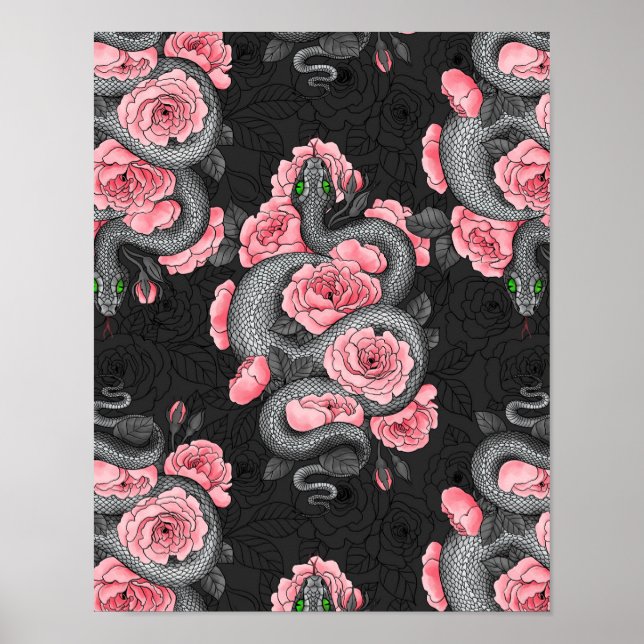 Póster Rosas de serpientes y melocotones (Frente)