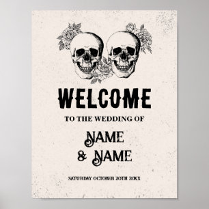 Póster Rosas del Boda de Rótulo de Halloween Rústico de b