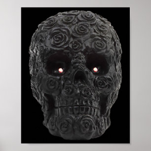 Póster Rosas del cráneo Floral gótica Halloween disfraces