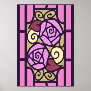 Póster Rosas del Deco en rosa