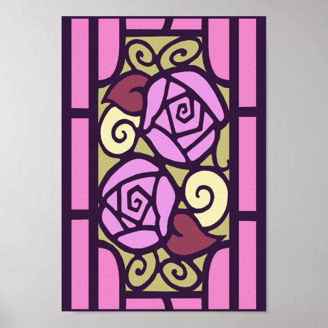 Póster Rosas del Deco en rosa (Frente)