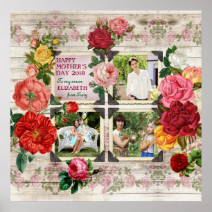 Póster Rosas del Día de la Madre Collage de fotos de Vint
