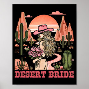 Póster Rosas del Gorra Desert Bride Cactus Landscape Suns