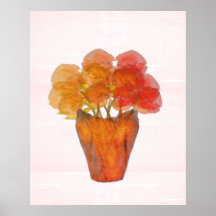 Rosas del Naranja Watercolor Terra Cotta en Vase