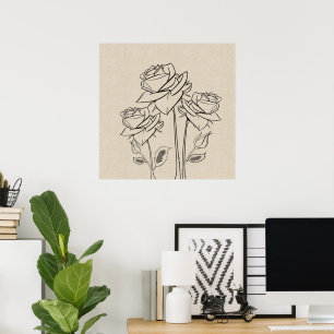 Póster Rosas Dibujar Poster de flor de lienzo