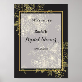 Póster Rosas dorados ducha de novia