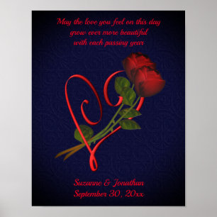 Póster Rosas Elegantes Boda De Corazón O Aniversario