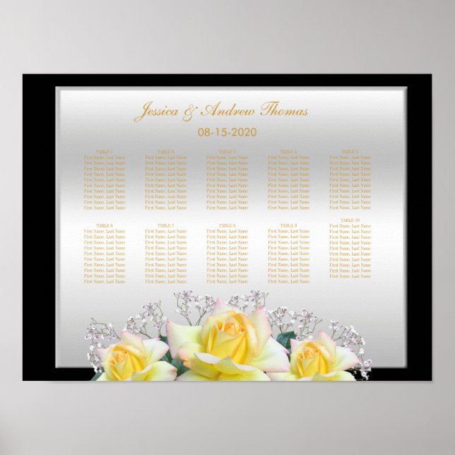 Póster Rosas Elegantes Boda de Plata Chic (Frente)