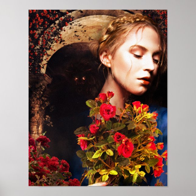 Póster rosas en ámbar (Frente)