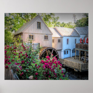 Póster Rosas en el molino del grano para moler de Plimoth