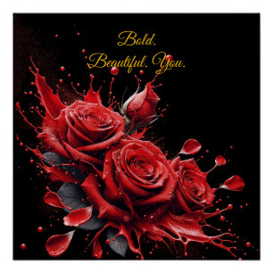 Póster Rosas en flor - Cumpleaños elegante