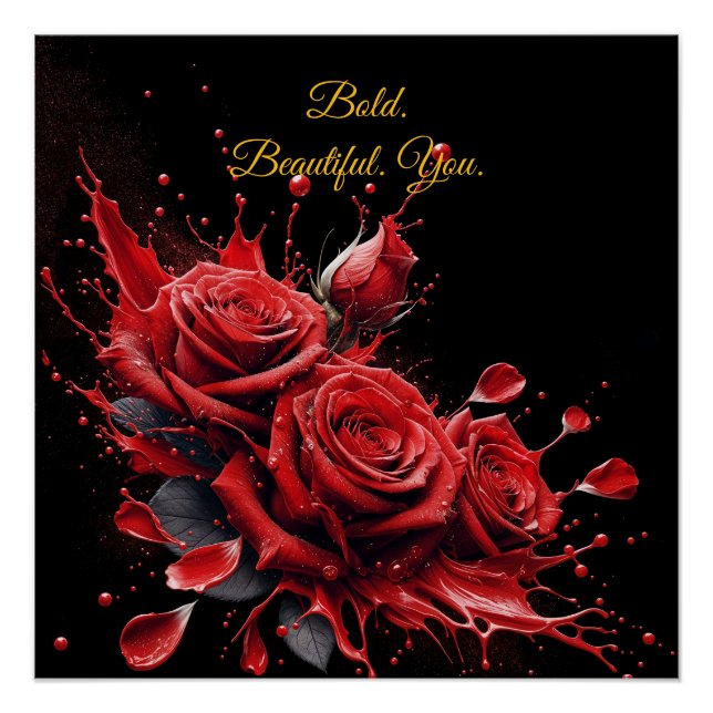 Póster Rosas en flor - Cumpleaños elegante (Anverso)