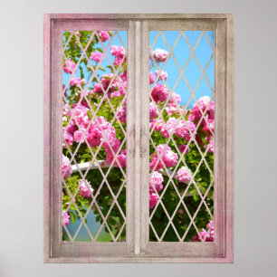 Póster Rosas en la ventana