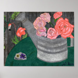 Póster Rosas en lata de agua de Julia Hanna