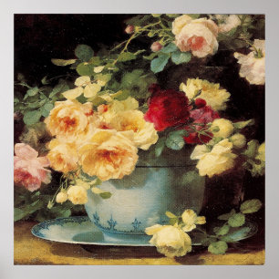 Póster Rosas en un cuenco azul