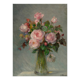 Póster Rosas en un Jarrón Brillante