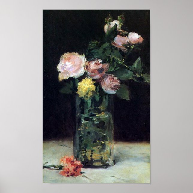 Póster Rosas en una caja de vidrio con vida por Manet Pri (Frente)
