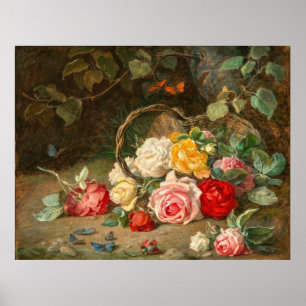 Póster Rosas en una canasta - Josef Neugebauer