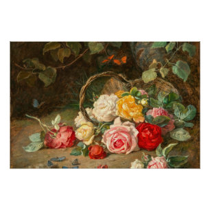 Póster Rosas en una canasta - Josef Neugebauer