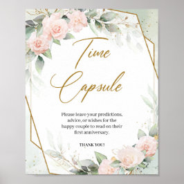 Póster Rosas eucalipto dorado rosa pastel Cápsula del tie