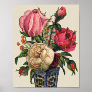 Póster Rosas Flor Victoriana florida ramo de rosa