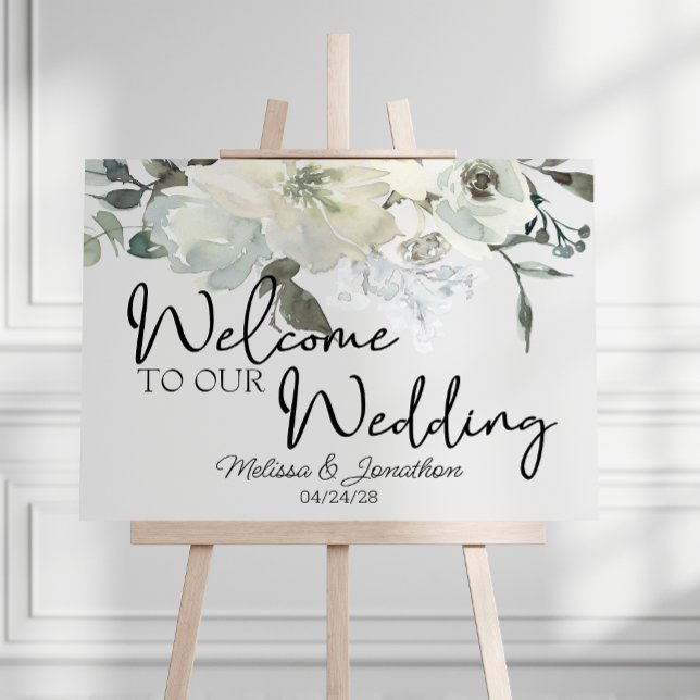 Póster Rosas Florales Blancas Marfil Boda (Subido por el creador)