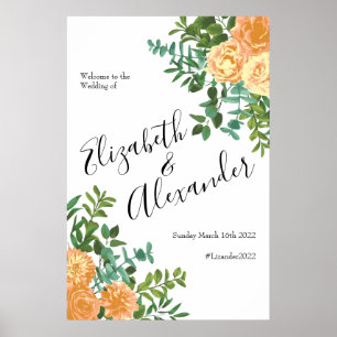 Póster Rosas Florales Clásicos Bodas Peach