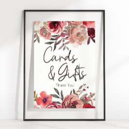 Póster Rosas Florales con Rubor Rojo Tarjeta y Regalos