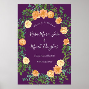 Póster Rosas Florales Peach Purple Boda