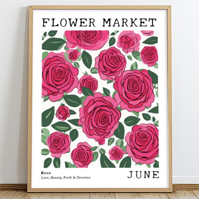 Póster Rosas florales rosados brillantes Junio Mercado de (Subido por el creador)