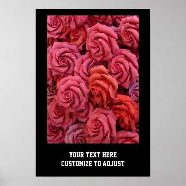 Póster Rosas florales rosas (Frente)