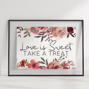 Póster Rosas Florales Rubor Rojo El Amor Es Dulce Favor