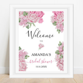 Póster Rosas flores - cartel de bienvenida para ducha nup