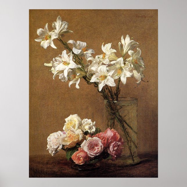 Póster Rosas Henri Fantin-Latour y Poster Lilies (Frente)