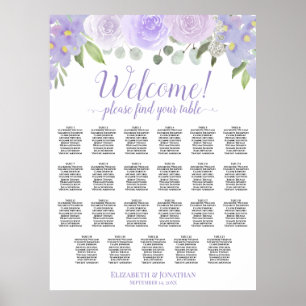 Póster Rosas Lavanda 23 Mesa Carta de Asientos Boda Boho